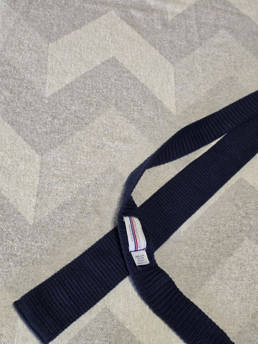 American Edition Navy Ribbed Knit Tie 100% Lisle Cotton Made In USA